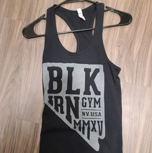Black iron gym tank